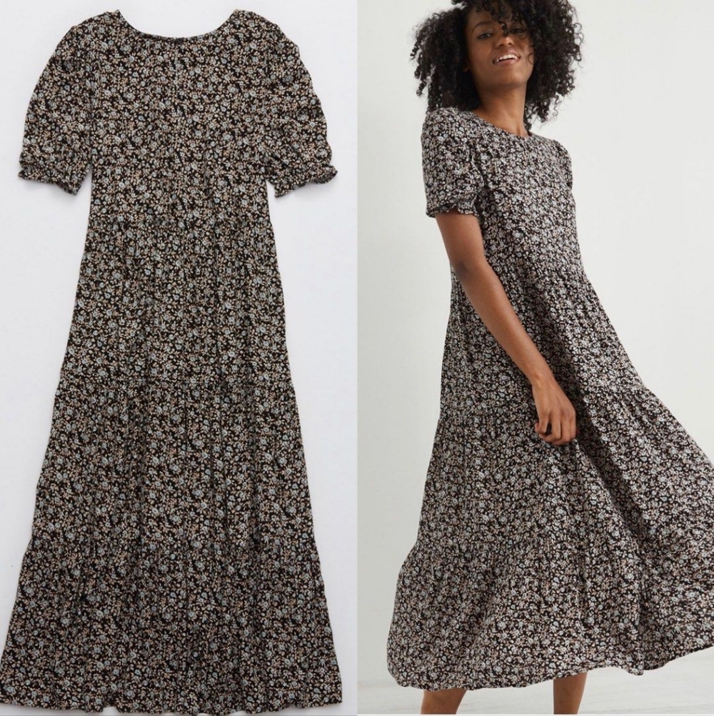 Aerie Long Bohemian Floral Midi Dress Sz  M - Picture 8 of 10